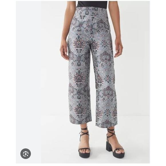 Urban Outfitters UO Juliet Cropped Jacquard Pant Size 4 Blue Gray Orange - Picture 2 of 10